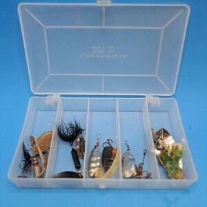 Vintage Fishing Lure Lot Spinnerbaits Spoons Trebles Frog Tackle Box‎ Old School